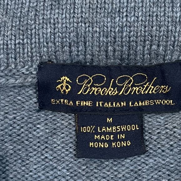 Brooks Brothers Mens Shawl Collar Sweater Blue Sz M Extra Fine 100% Lambs Wool - Picture 4 of 4